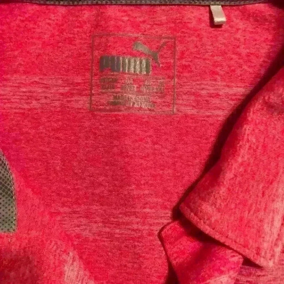 PUMA Pink Striped Performance Material Golf Polo‎ Shirt NWOT - Picture 3 of 7